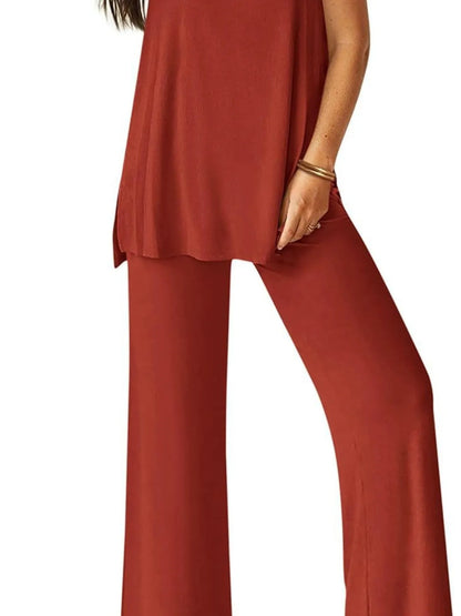 Round Neck Tank and Pants Set-Nordavory