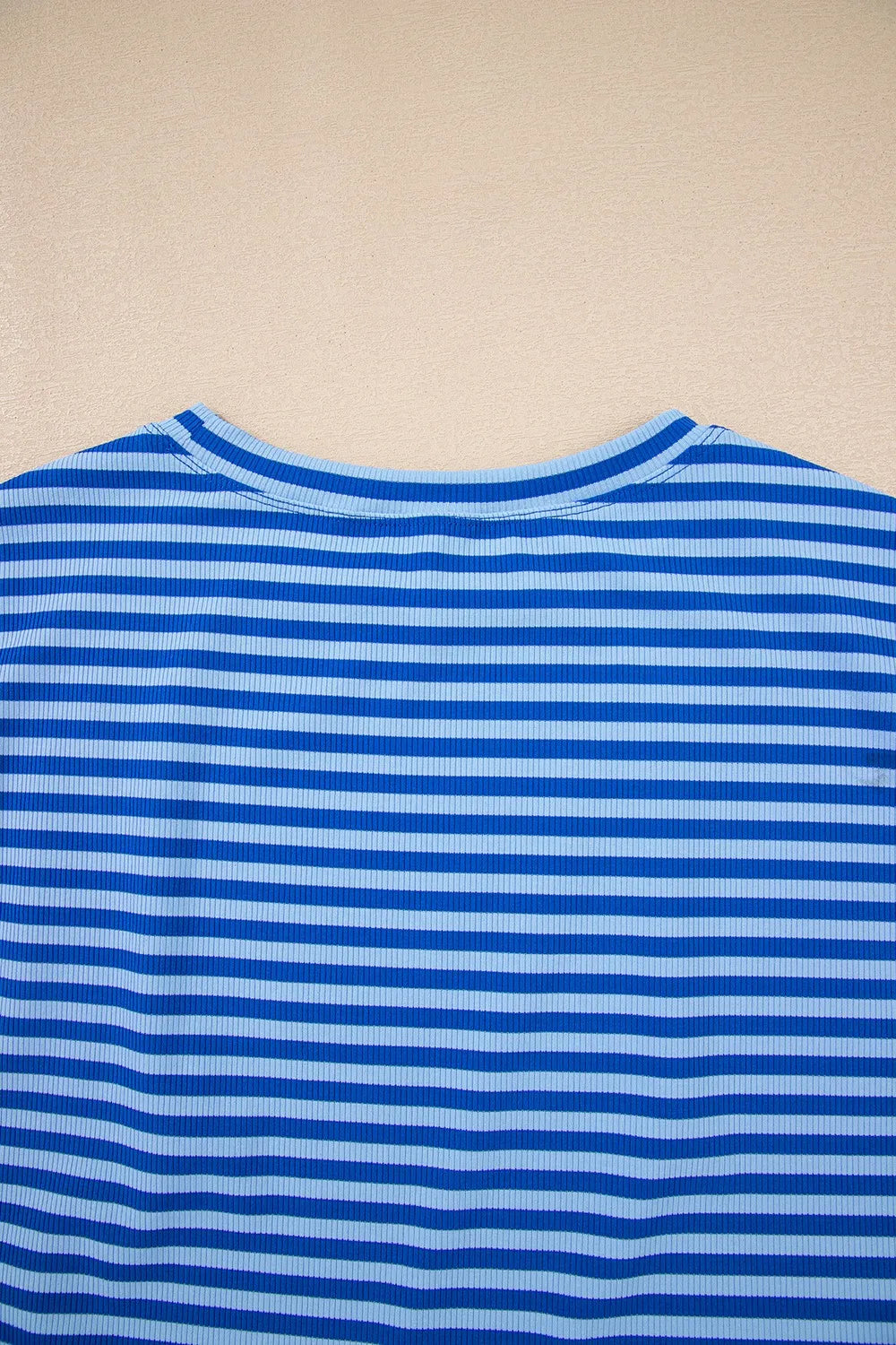 Striped Round Neck Cap Sleeve T-Shirt-Nordavory