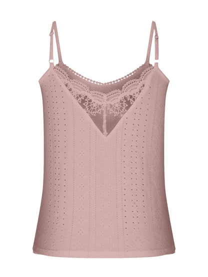 Eyelet Lace Detail V-Neck Cami-Nordavory