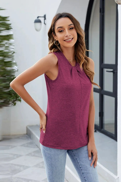 Twisted Solid Color Tank-Nordavory