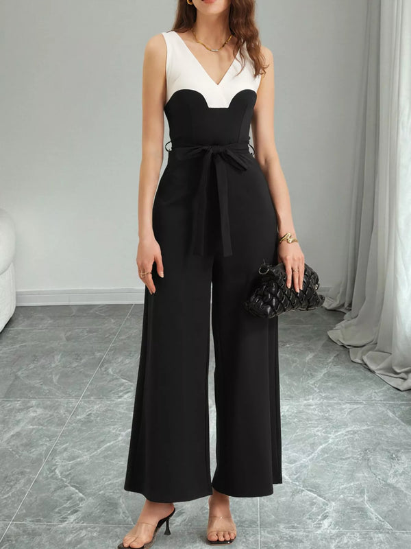 Color Block Wide Leg Jumpsuit-Nordavory