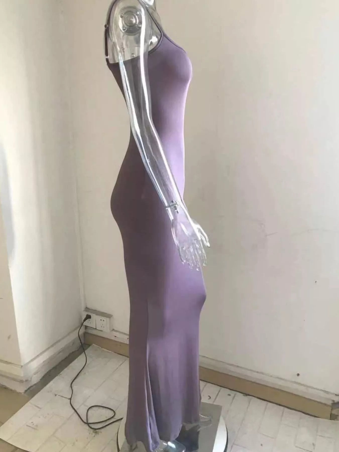 Spaghetti Strap Bodycon Maxi Dress-Nordavory