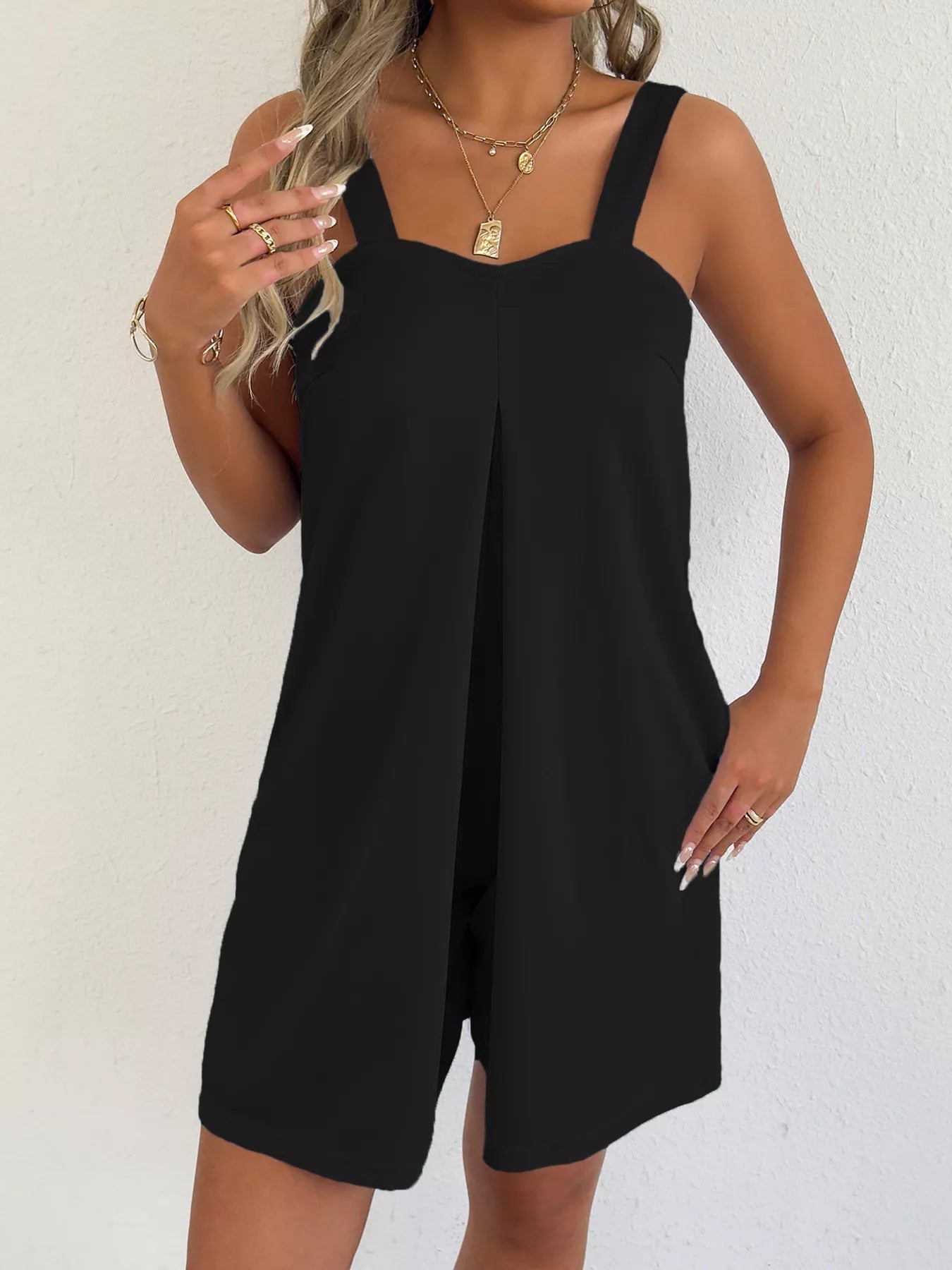 Sleeveless Casual Romper with Side Pockets-Nordavory