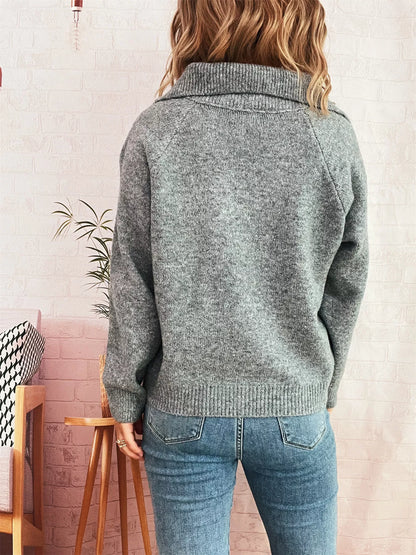 Ribbed Hem Raglan Sleeve Sweater-Nordavory