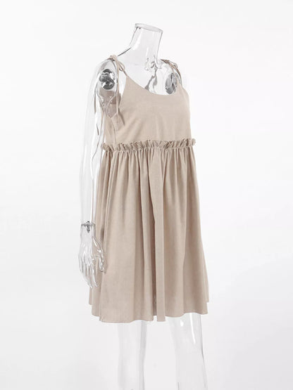 Frill Tied-Shoulder Cotton Mini Dress – image 6