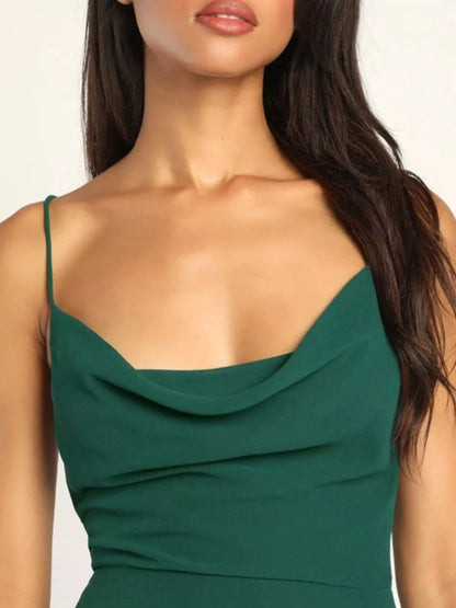Slit Cowl Neck Maxi Dress-Nordavory
