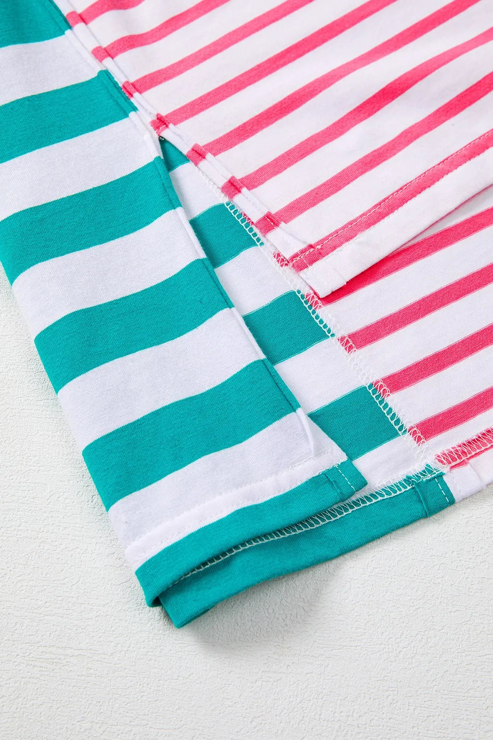 Color Block Striped Batwing Sleeve T-Shirt-Nordavory