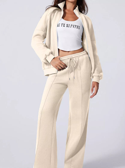 Relaxed Zip-Up Jacket & Drawstring Pants Set