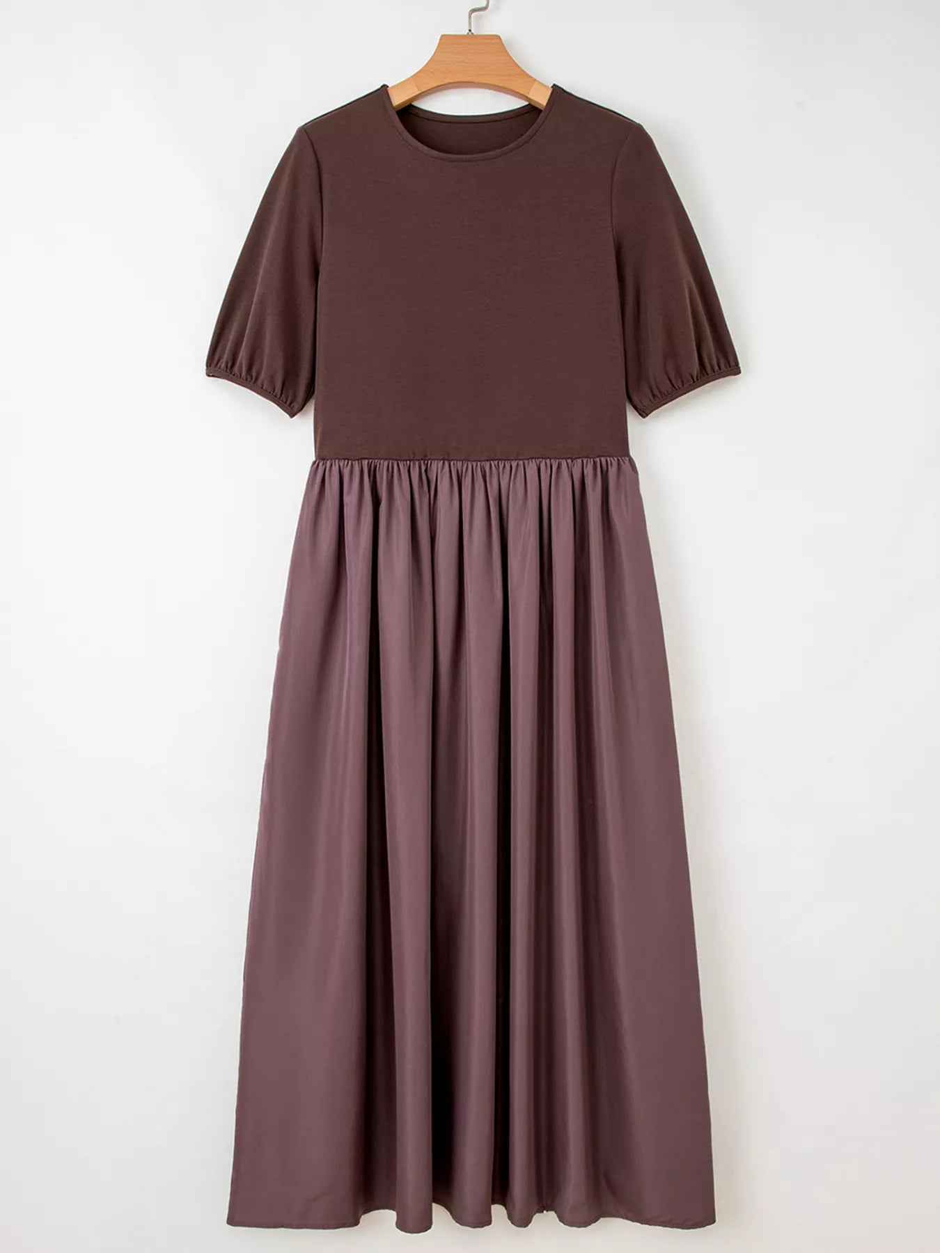 Short Sleeve Knit Top Patchwork Pleated Dress-Nordavory