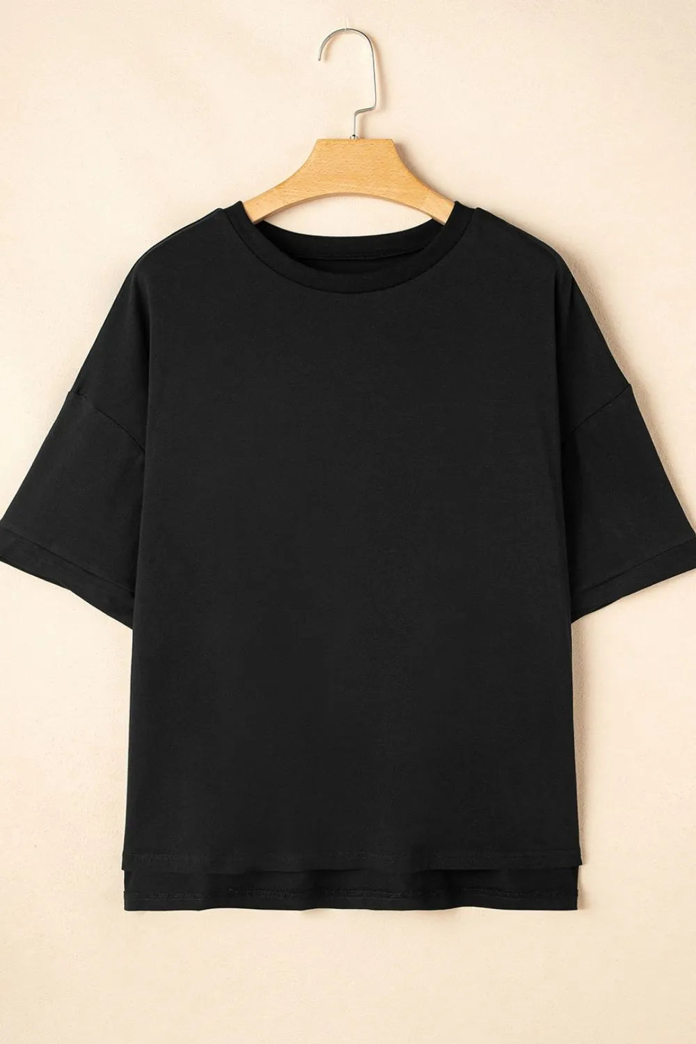 Loose Half Sleeve Hi Low Hem T Shirt-Nordavory