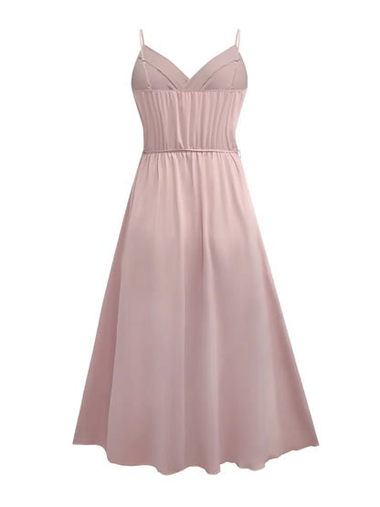 Honey Tied Surplice Sleeveless Midi Cami Dress-Nordavory