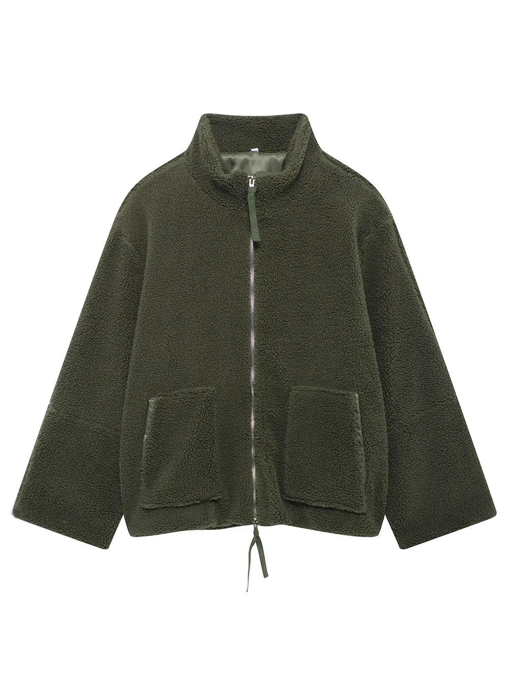 Turtleneck Zip Up Long Sleeve Plush Jacket-Nordavory