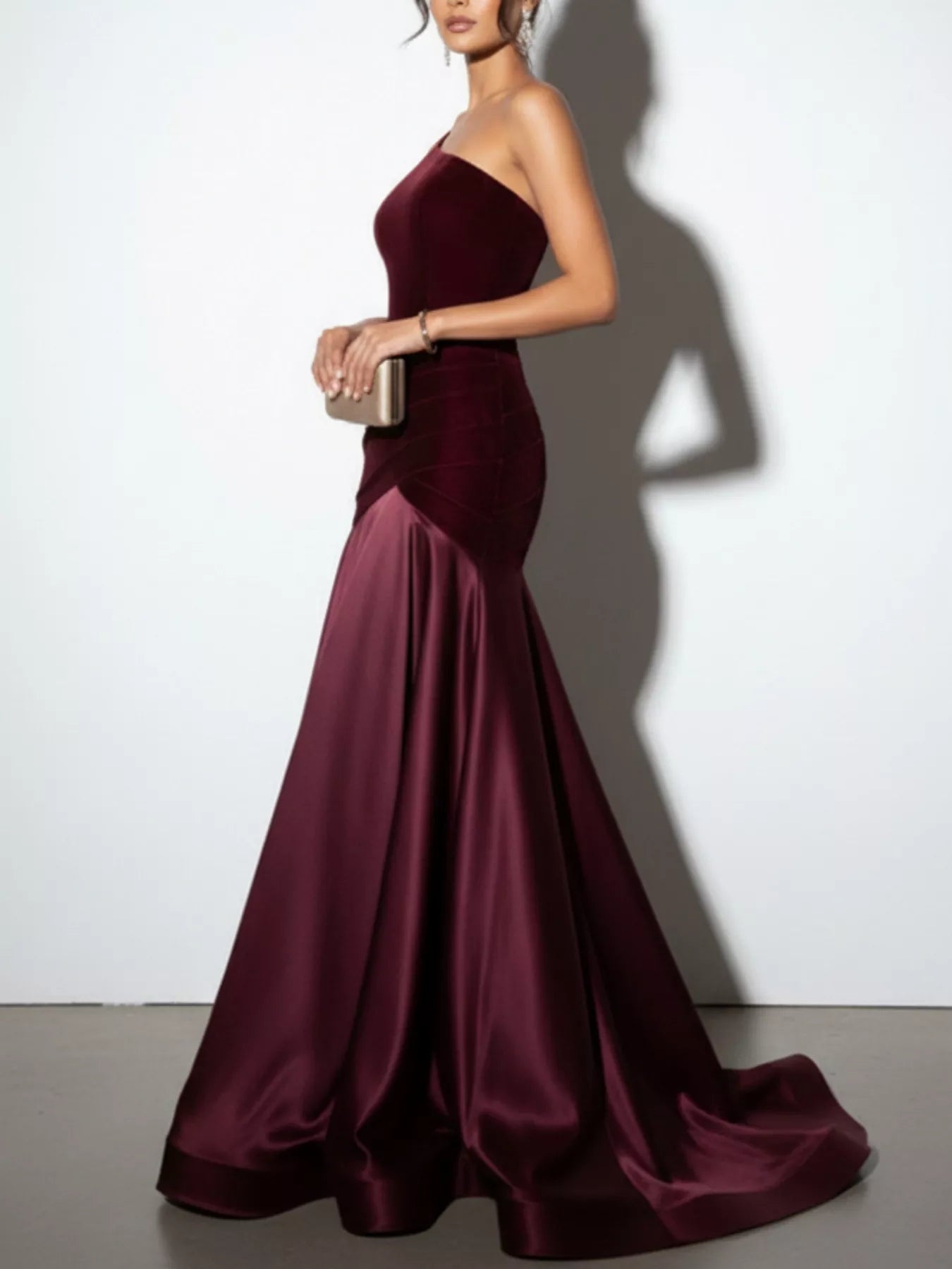 Single Shoulder Floor Length Dress-Nordavory