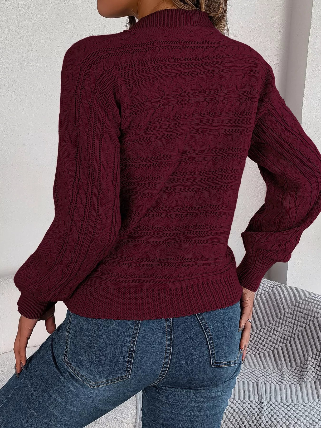 Cable-Knit Cutout Round Neck Sweater-Nordavory
