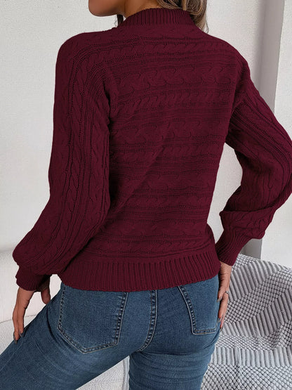 Cable-Knit Cutout Round Neck Sweater-Nordavory