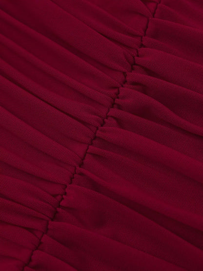 Halter Neck Ruched Slit Maxi Dress-Nordavory