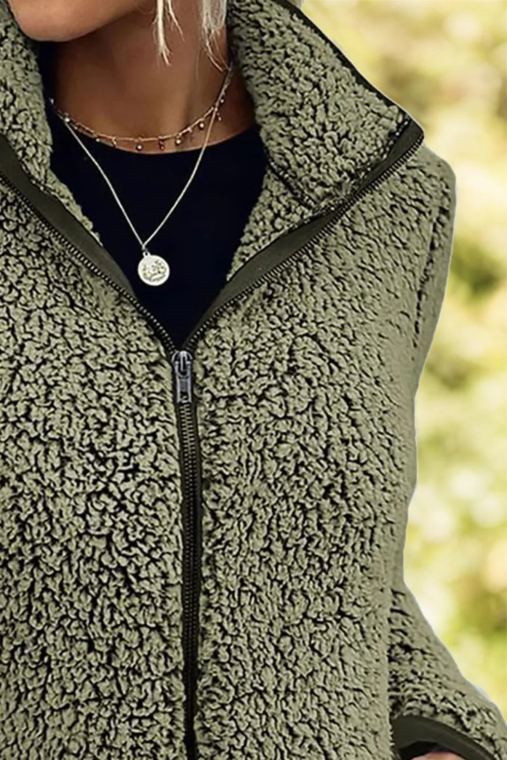 Pocketed Zip Up Turtleneck Jacket-Nordavory