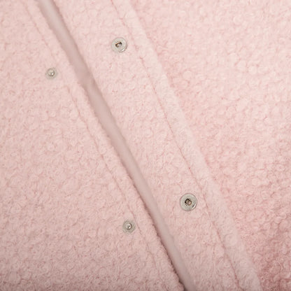 Double Take Plush Mock Neck Snap Down Jacket with Pockets-Nordavory