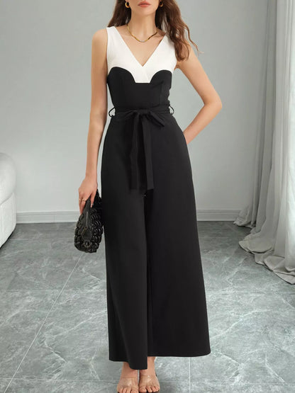 Color Block Wide Leg Jumpsuit-Nordavory