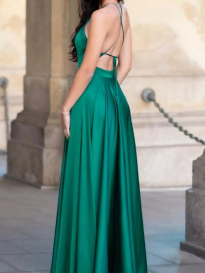 Halter Neck Slit Maxi Dress-Nordavory