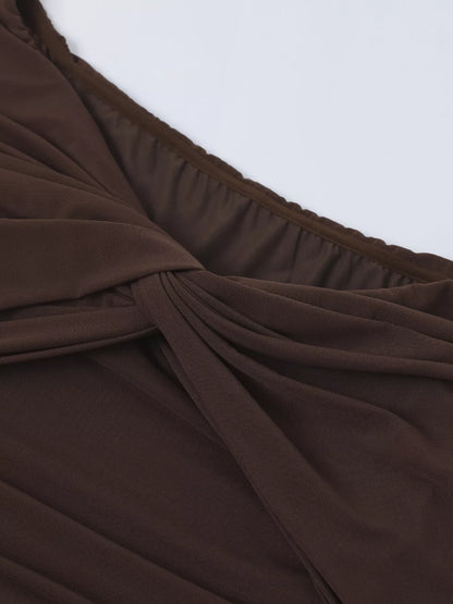 Off-Shoulder Ruched Maxi Dress-Nordavory