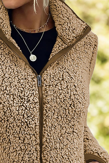 Pocketed Zip Up Turtleneck Jacket-Nordavory
