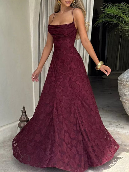 Lace Spaghetti Strap Maxi Dress-Nordavory