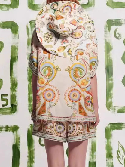 Printed Half Sleeve Shirt and Shorts Set-Nordavory