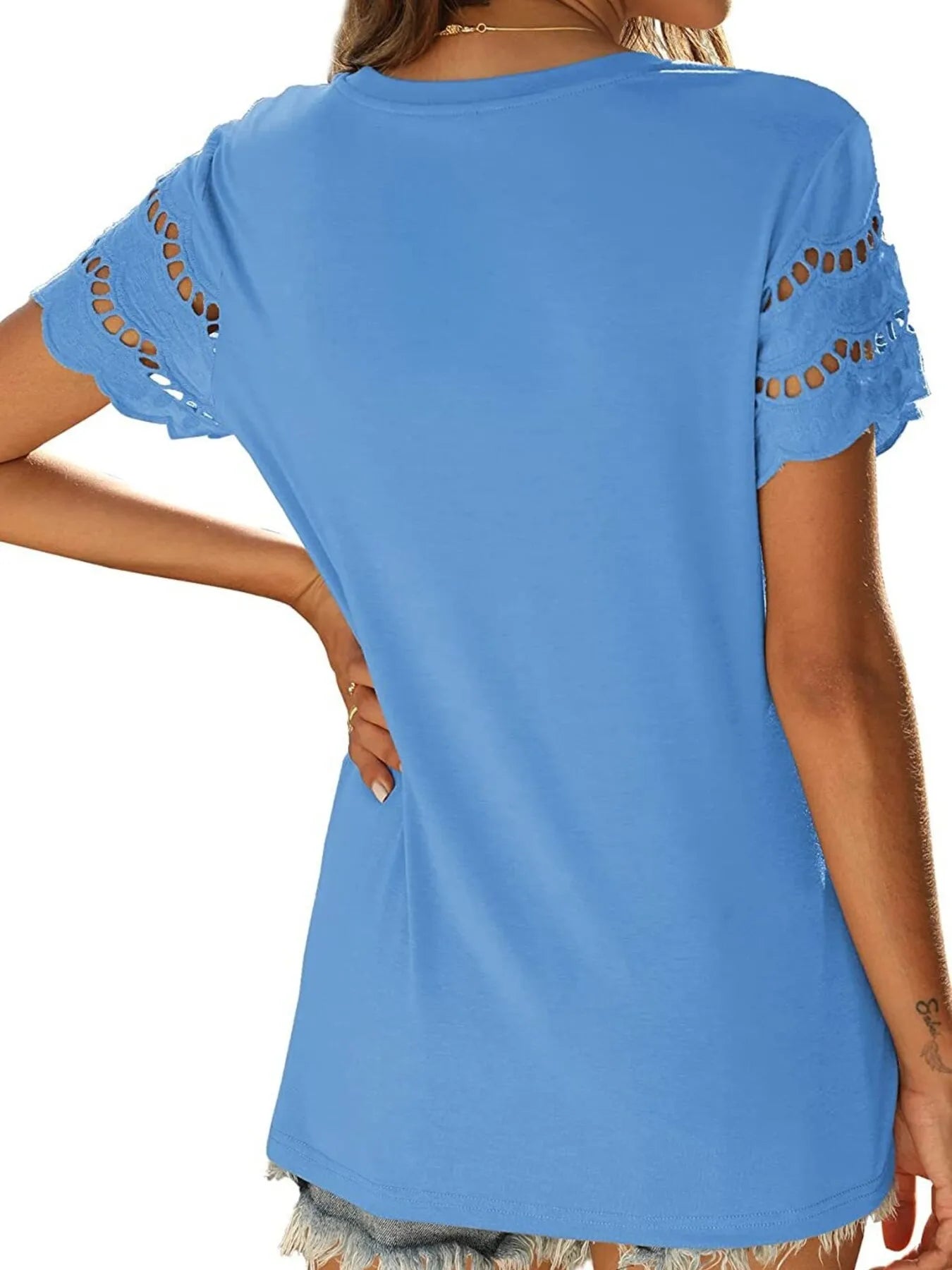 Round Neck Short Sleeve Casual T-Shirt-Nordavory