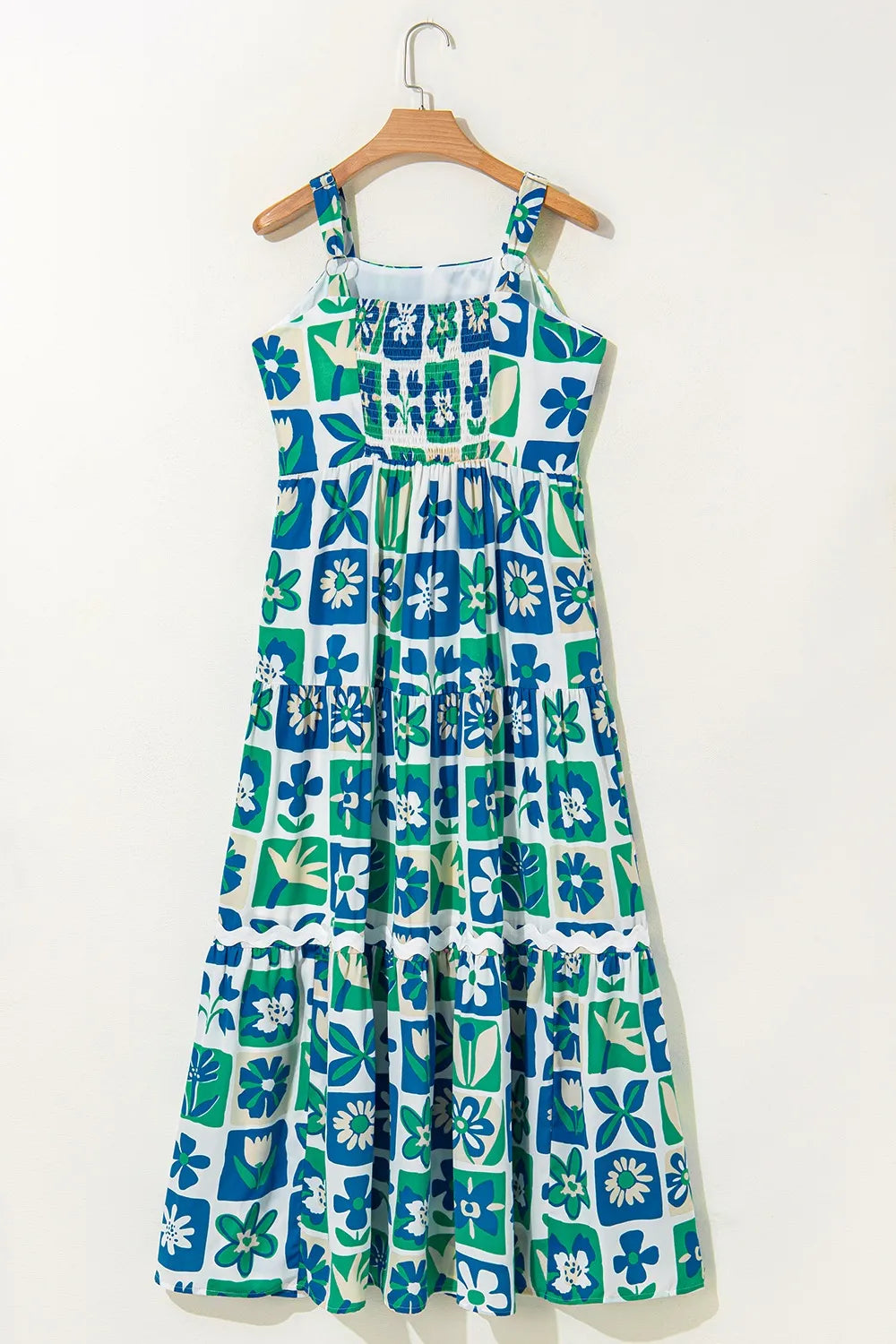 Floral Mixed Pattern Ruffle Flutter Sleeve Buttoned Dress-Nordavory