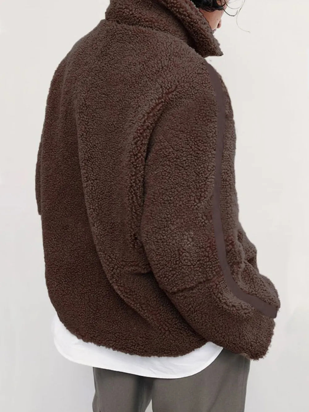 Zip Up Turtleneck Long Sleeve Plush Jacket-Nordavory
