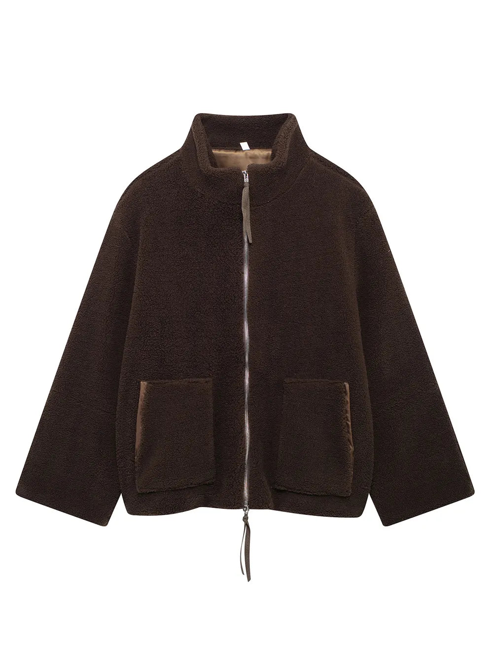 Turtleneck Zip Up Long Sleeve Plush Jacket-Nordavory