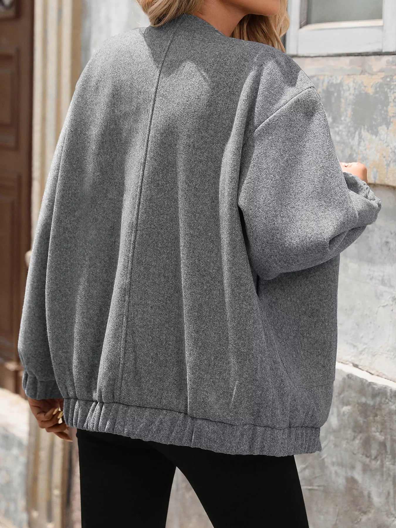 Snap Down Dropped Shoulder Jacket-Nordavory