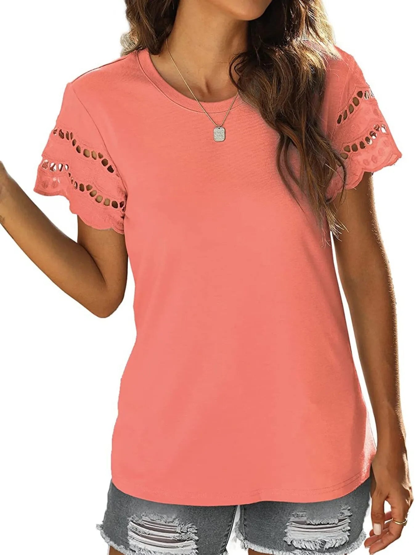 Round Neck Short Sleeve Casual T-Shirt-Nordavory