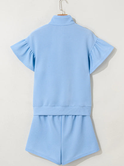 Half Zip Short Sleeve Polo and Shorts Set-Nordavory