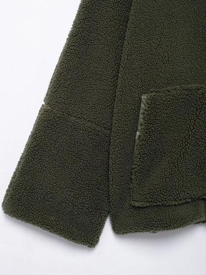 Turtleneck Zip Up Long Sleeve Plush Jacket-Nordavory