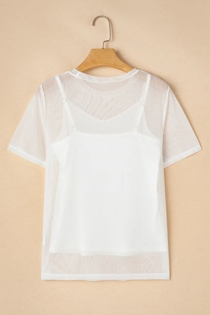 V-Neck Cami and Round Neck Short Sleeve Cover Up Set-Nordavory