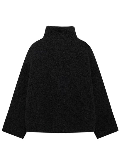 Zip Up Turtleneck Long Sleeve Plush Jacket-Nordavory