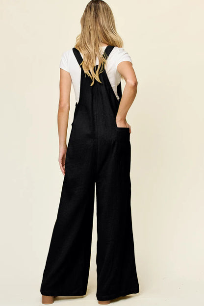 Double Take Full Size Texture Wide Strap Wide Leg Overall-Nordavory