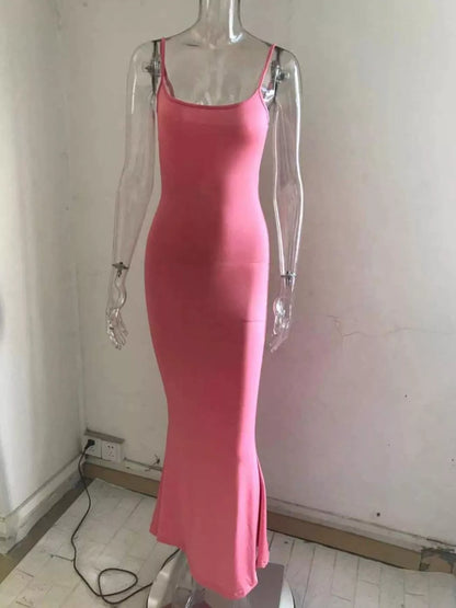 Spaghetti Strap Bodycon Maxi Dress-Nordavory