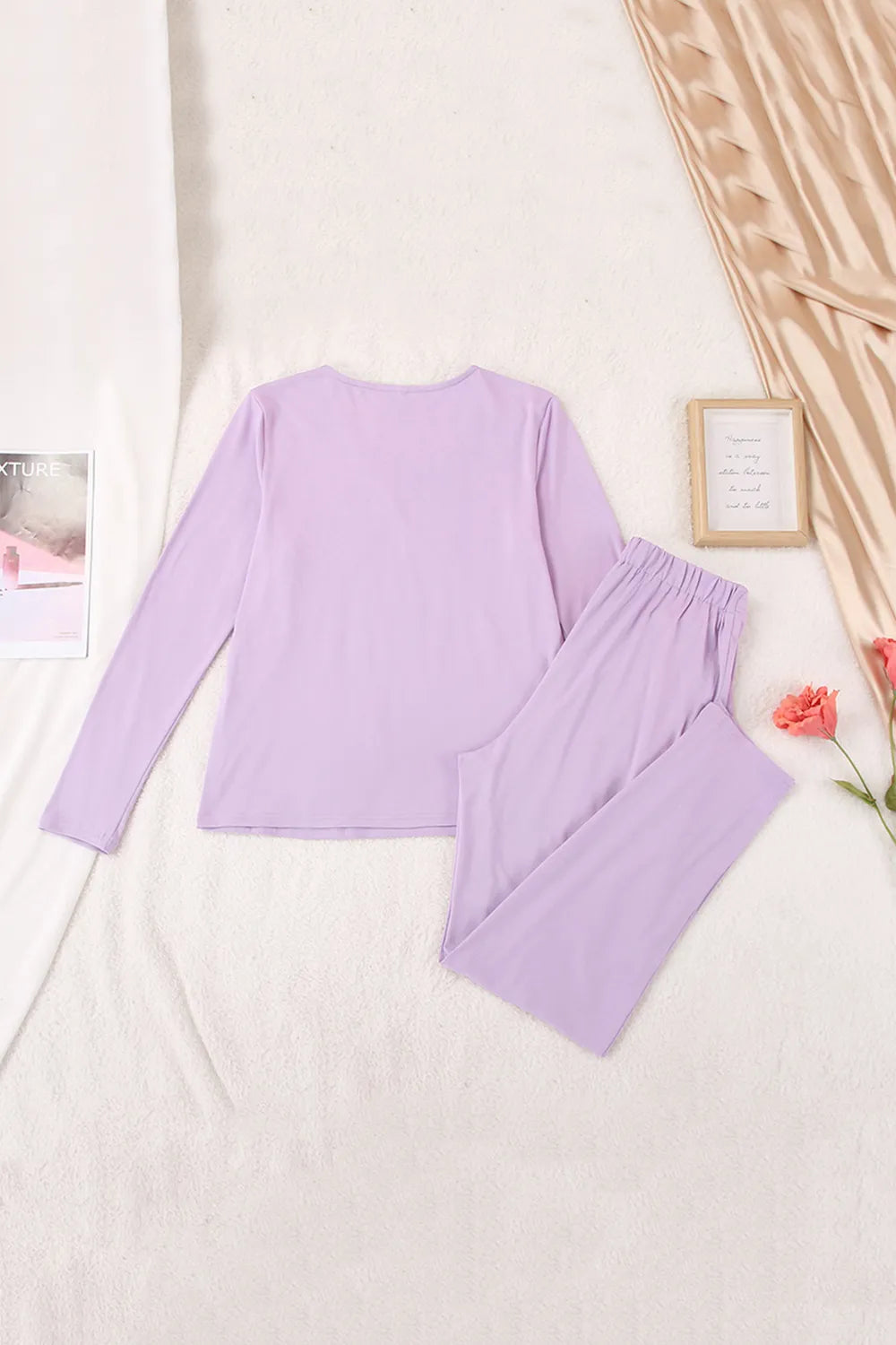 Buttery-Soft Surplice Long Sleeve Top and Pants Set-Nordavory