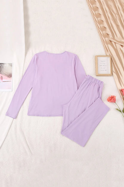 Buttery-Soft Surplice Long Sleeve Top and Pants Set-Nordavory