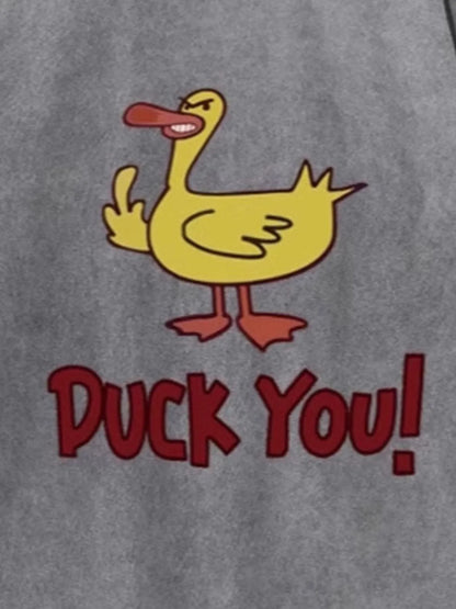 Duck Graphic Oversized Round Neck T-Shirt-Nordavory