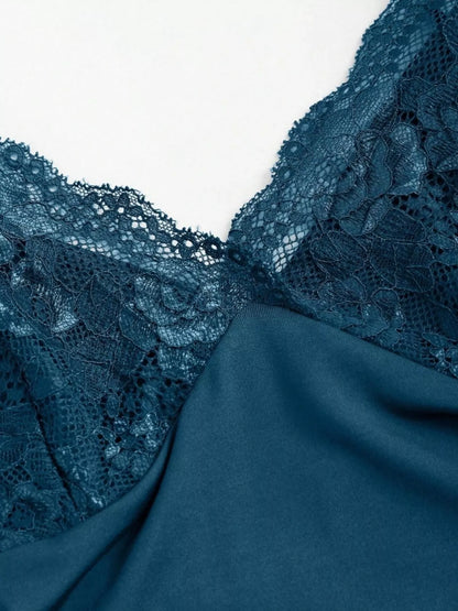 Lace Trim Ruched Mermaid Dress-Nordavory