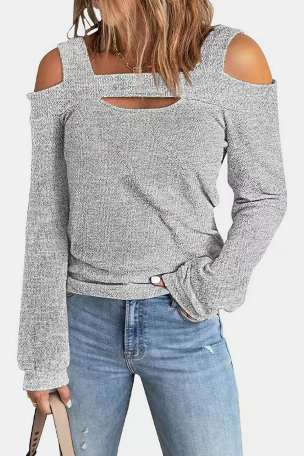 Full Size Cutout Cold Shoulder Blouse-Nordavory