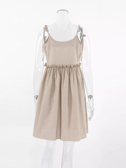 Frill Tied-Shoulder Cotton Mini Dress – image 7