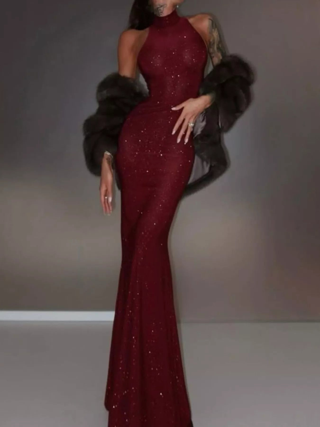 Sequin Sleeveless Maxi Dress-Nordavory