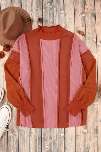 Color Block Exposed Seam Top-Nordavory