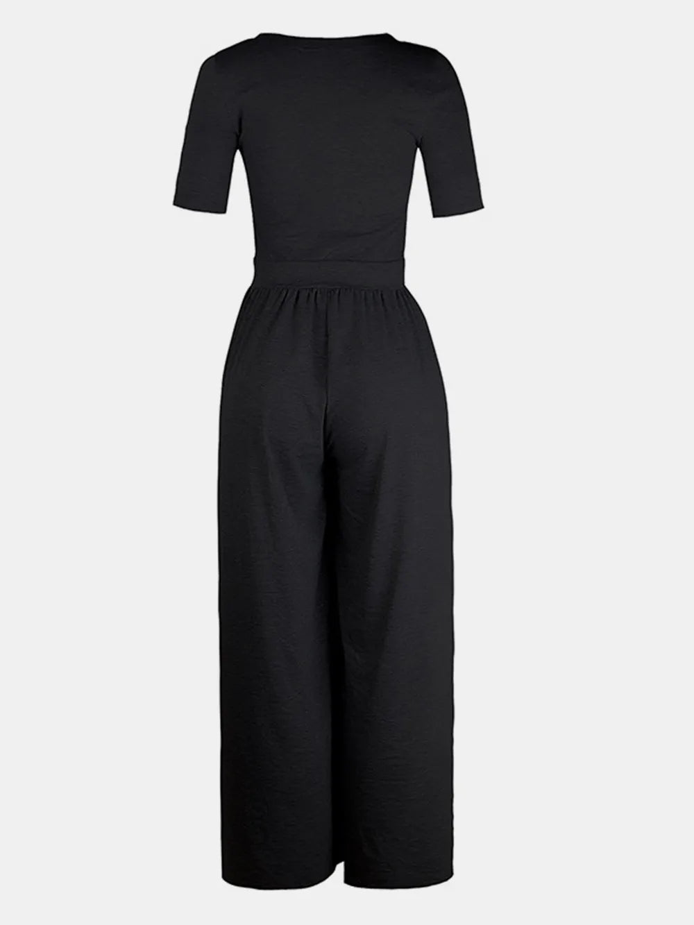 Scoop Neck Short Sleeve Jumpsuit-Nordavory