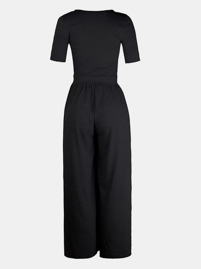 Scoop Neck Short Sleeve Jumpsuit-Nordavory